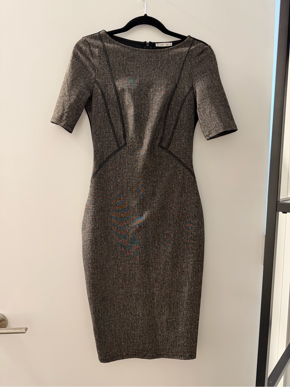 Zara Heathered Gray Midi Sheath Dress Size S